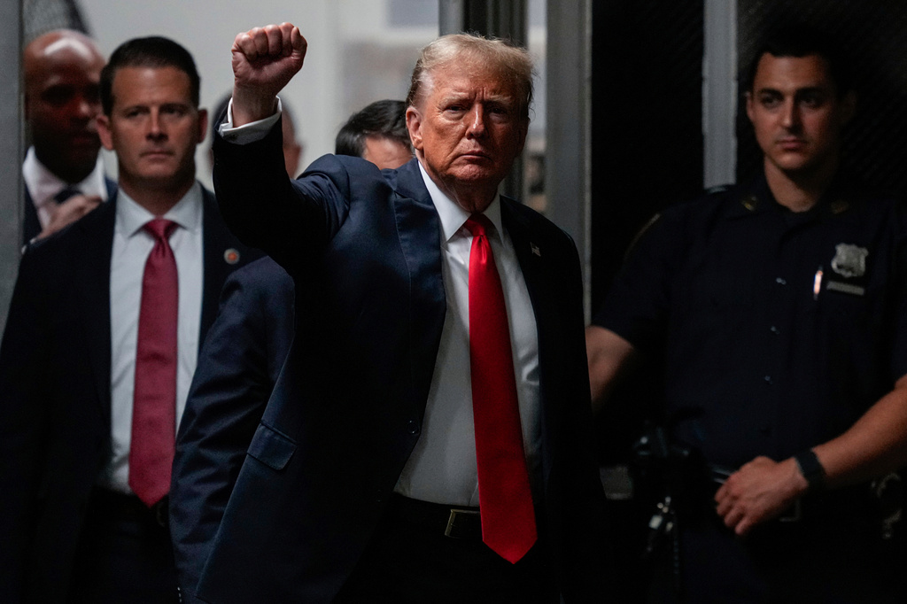 FILE - Former President Donald Trump returns from a lunch break at Manhattan Criminal Court, May 28, 2024, in New York. (AP Photo/Julia Nikhinson, Pool, File)