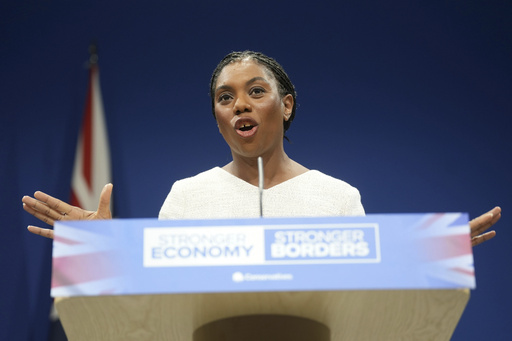 Britain's Conservative Party leader Kemi Badenoch delivers her keynote speech during the Conservative Party Conference at the Manchester Central Convention Complex, Manchester, England, Wednesday Oct. 8, 2025. (Danny Lawson/PA via AP) Britain's Conservative Party leader Kemi Badenoch delivers her keynote speech during the Conservative Party Conference at the Manchester Central Convention Complex, Manchester, England, Wednesday Oct. 8, 2025. (Danny Lawson/PA via AP)