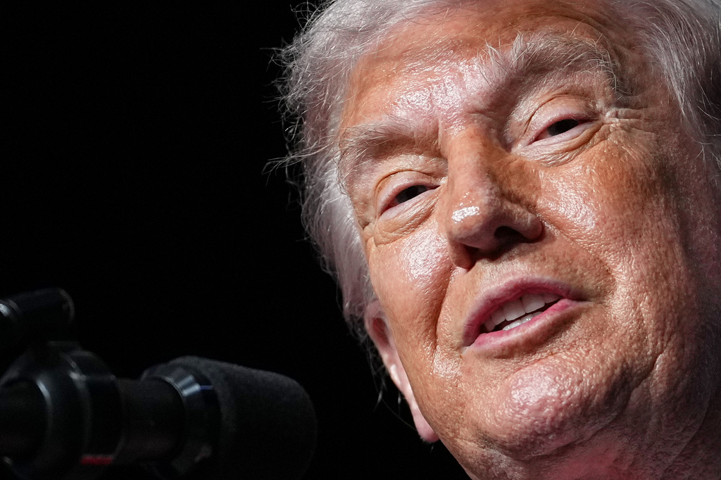 President Donald Trump speaks at the Raymond F. Kravis Center for the Performing Arts in West Palm Beach Fla., Friday, May 1, 2026. (AP Photo/Matt Rourke)