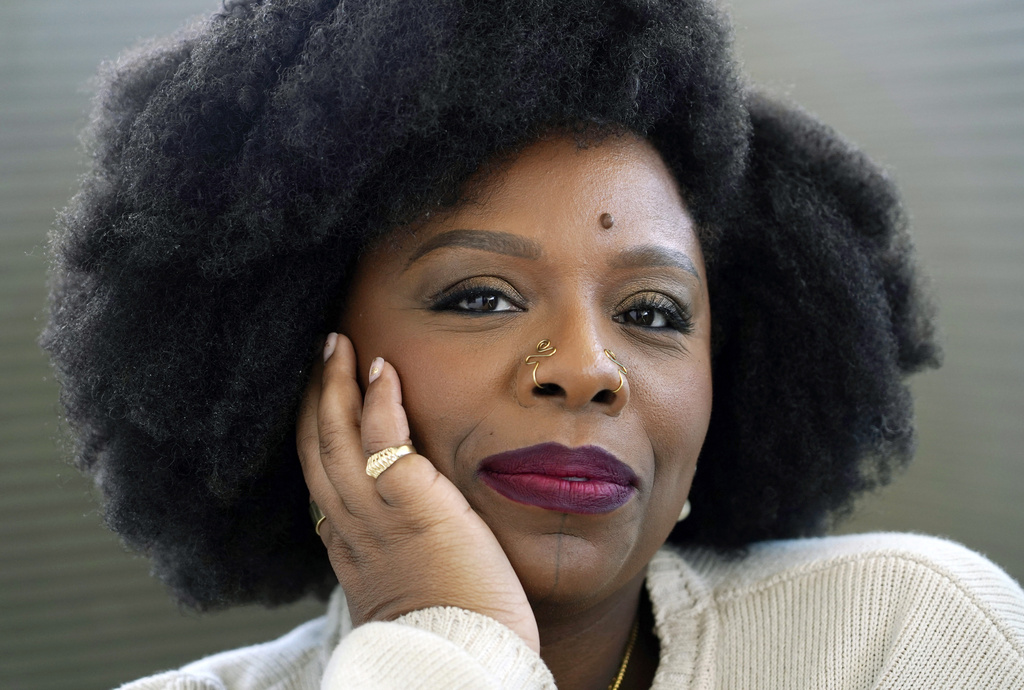 FILE - Artist Patrisse Cullors poses for a portrait at her studio, March 24, 2023, in Los Angeles. (AP Photo/Chris Pizzello, file)