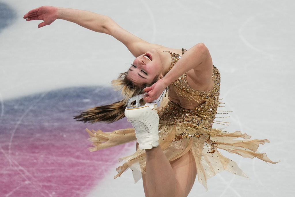 Alysa Liu of the United States competes during the women's figure skating free program at the 2026 Winter Olympics, in Milan, Italy, Thursday, Feb. 19, 2026. (AP Photo/Francisco Seco)