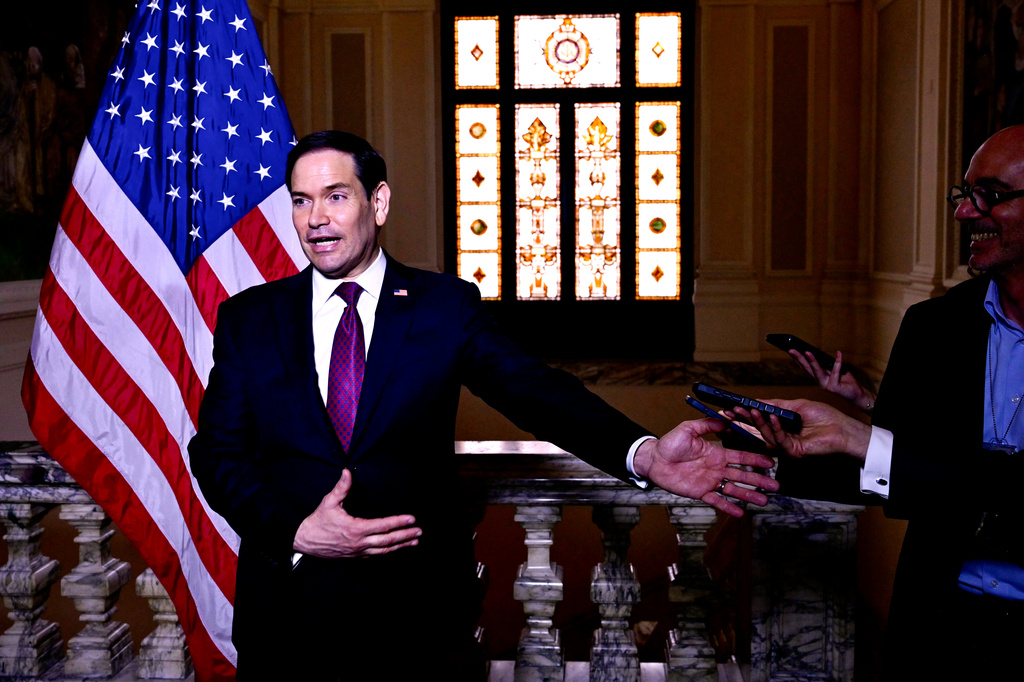 US Secretary of State Marco Rubio speaks during a press conference at the US Embassy in Rome, Friday, May 8, 2026. (Stefano Rellandini/Pool Photo via AP)