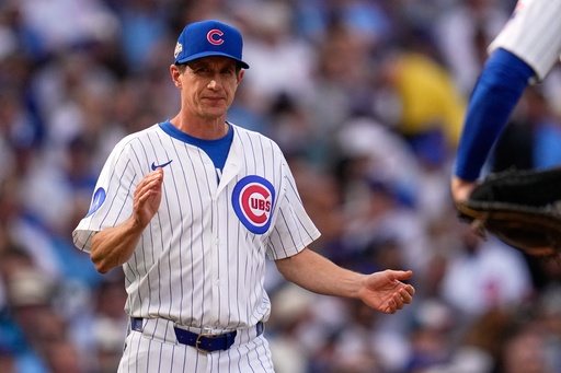 Chicago Cubs' Craig Counsell makes a pitching change during the sixth inning of Game 2 of a National League wild card baseball game against the San Diego Padres Wednesday, Oct. 1, 2025, in Chicago. (AP Photo/Erin Hooley) Chicago Cubs' Craig Counsell makes a pitching change during the sixth inning of Game 2 of a National League wild card baseball game against the San Diego Padres Wednesday, Oct. 1, 2025, in Chicago. (AP Photo/Erin Hooley)