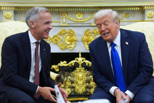 President Donald Trump and Canadian Prime Minister Mark Carney meet in the Oval Office of the White House, Tuesday, Oct. 7, 2025, in Washington. (AP Photo/Evan Vucci) President Donald Trump and Canadian Prime Minister Mark Carney meet in the Oval Office of the White House, Tuesday, Oct. 7, 2025, in Washington. (AP Photo/Evan Vucci)