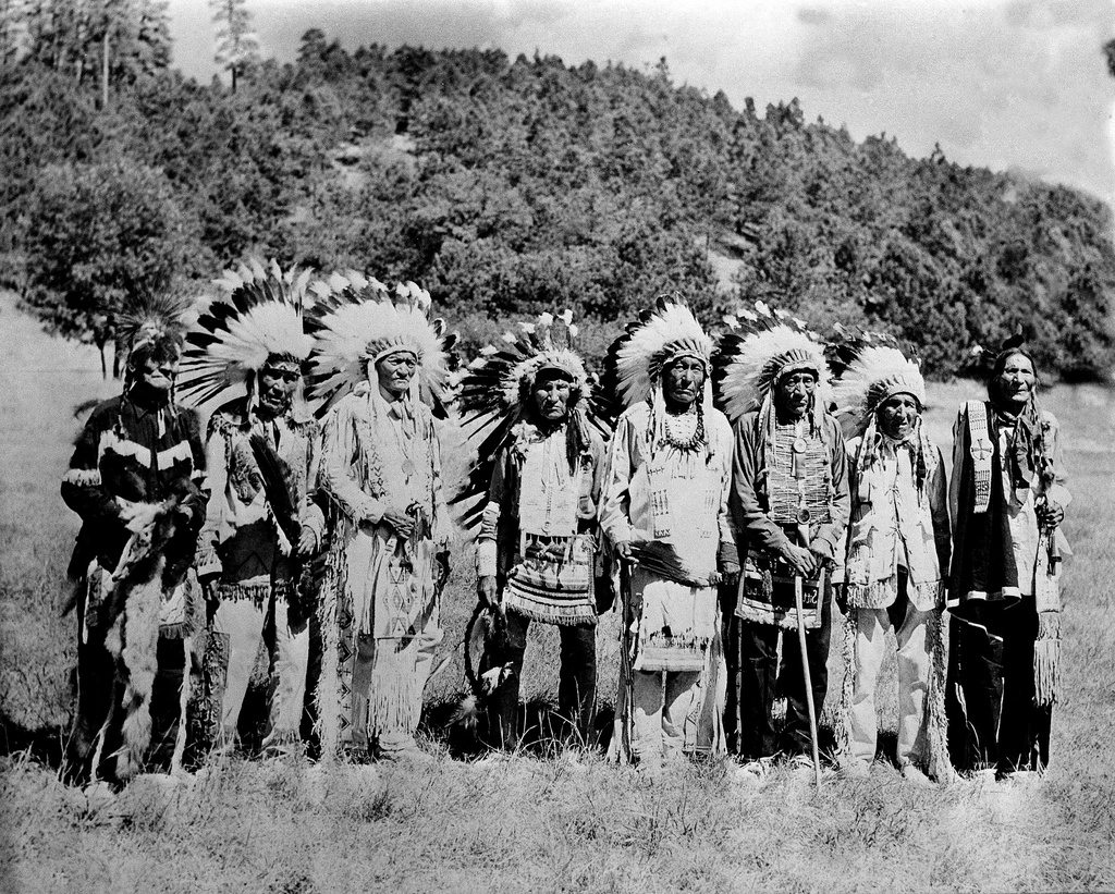 FILE - Sioux Indians, six of whom were present at the battle of Little Big Horn, where General George Custer and his soldiers were gathered for a reunion on Sept. 2, 1948 at Custer state park, in South Dakota's Black Hills. (AP Photo,File)