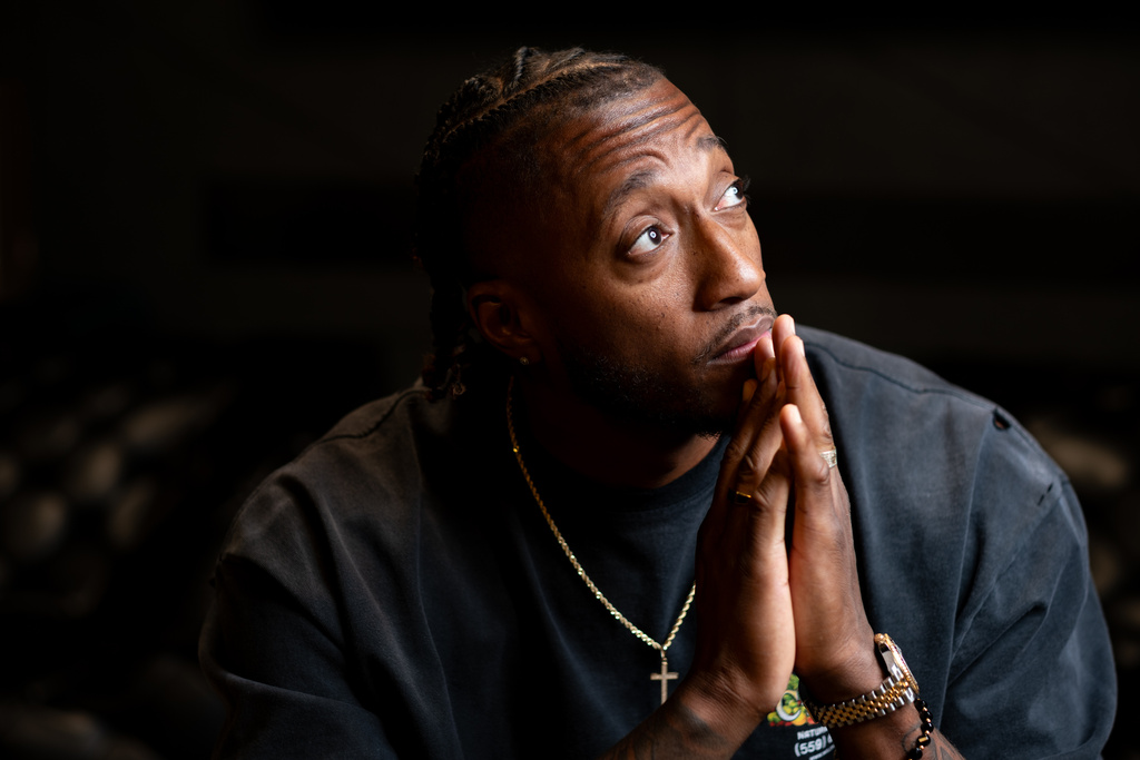 Christian rapper and influencer Lecrae Devaughn Moore photographed in Atlanta on Wednesday, Nov. 5, 2025. (AP Photo/Ben Gray)