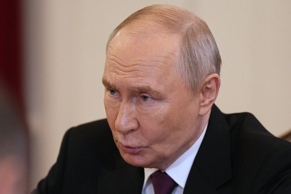 FILE - Russian President Vladimir Putin attends the talks with Iranian Foreign Minister Abbas Araghchi at the Boris Yeltsin Presidential Library, in St. Petersburg, Russia, April 27, 2026. (AP Photo/Dmitri Lovetsky, Pool, File)