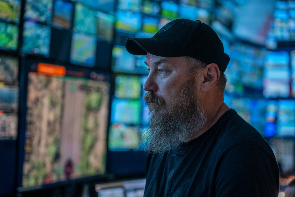 Maj. Robert "Magyar" Brovdi stands in the control room during a long-range unmanned aerial vehicle operation targeting Russian positions in an undisclosed location in Ukraine on Friday, Aug. 7, 2026. (AP Photo/Dan Bashakov)