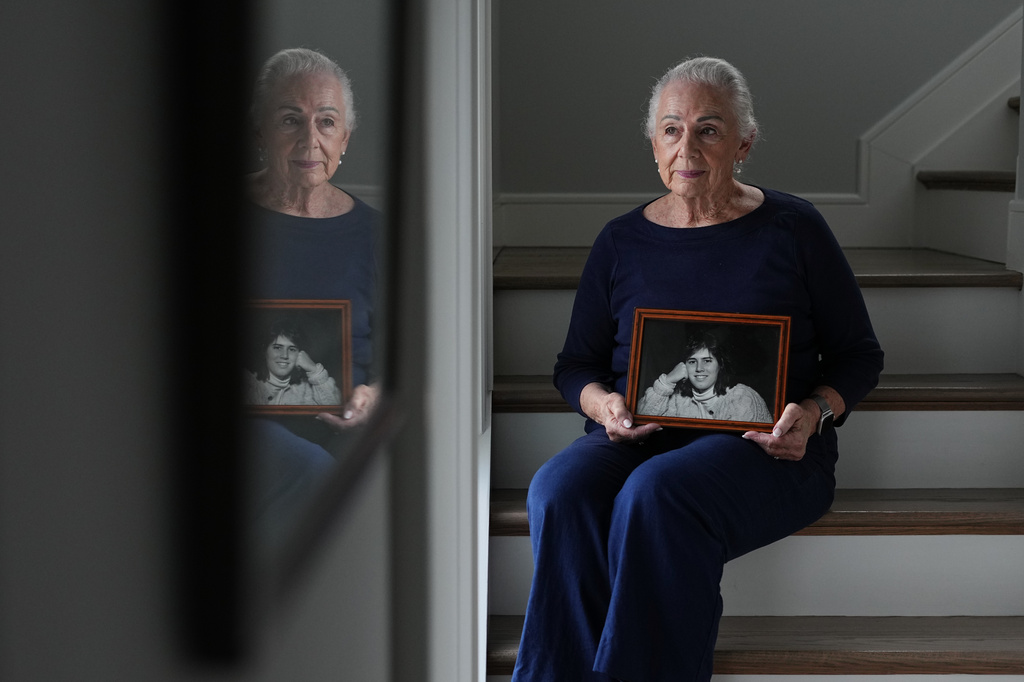 Aphrodite Tsairis, whose daughter, Alexia, was killed in the bombing of Pan Am Flight 103 over Lockerbie, Scotland, poses for a photograph in Oceanport, N.J., Monday, Aug. 24, 2026. (AP Photo/Matt Rourke)