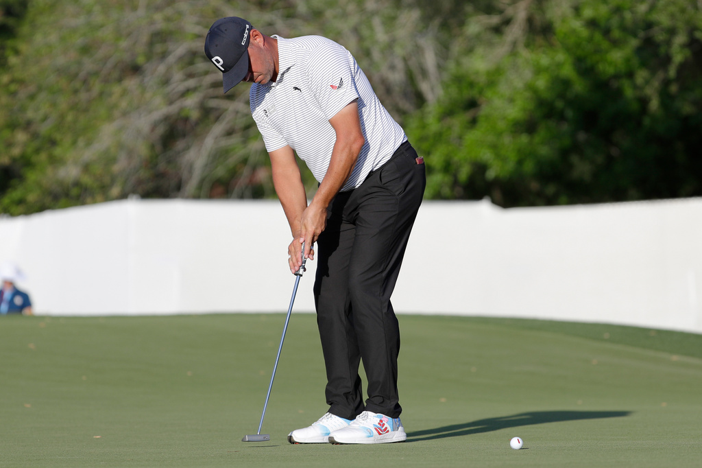 Gary Woodland putts on the ninth green during the first round of the Texas Children's Houston Open golf tournament Thursday, March 26, 2026, in Houston. (AP Photo/Michael Wyke)