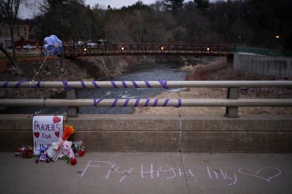 FILE - A memorial for Lily Peters is displayed on April 25, 2022, in Chippewa Falls, Wis. (Jeff Wheeler/Star Tribune via AP, File)