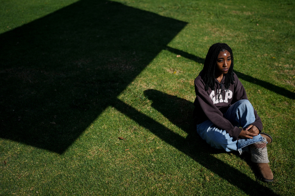 Makeda Walker-Deen, a junior at Susan Miller Dorsey Senior High School, sits for a photo in Los Angeles, Thursday, May 14, 2026. (AP Photo/Jae C. Hong)