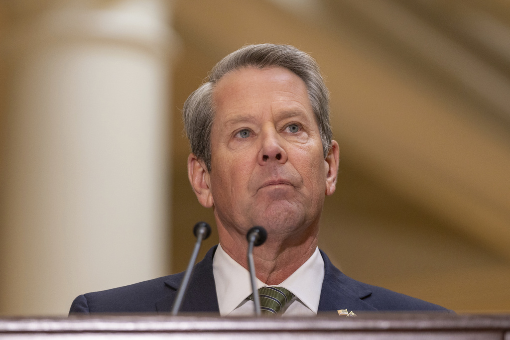 Gov. Brian Kemp speaks before signing the budget bill at the Capitol in Atlanta on Crossover Day, Thursday, March 6, 2025. (Arvin Temkar /Atlanta Journal-Constitution via AP, File)