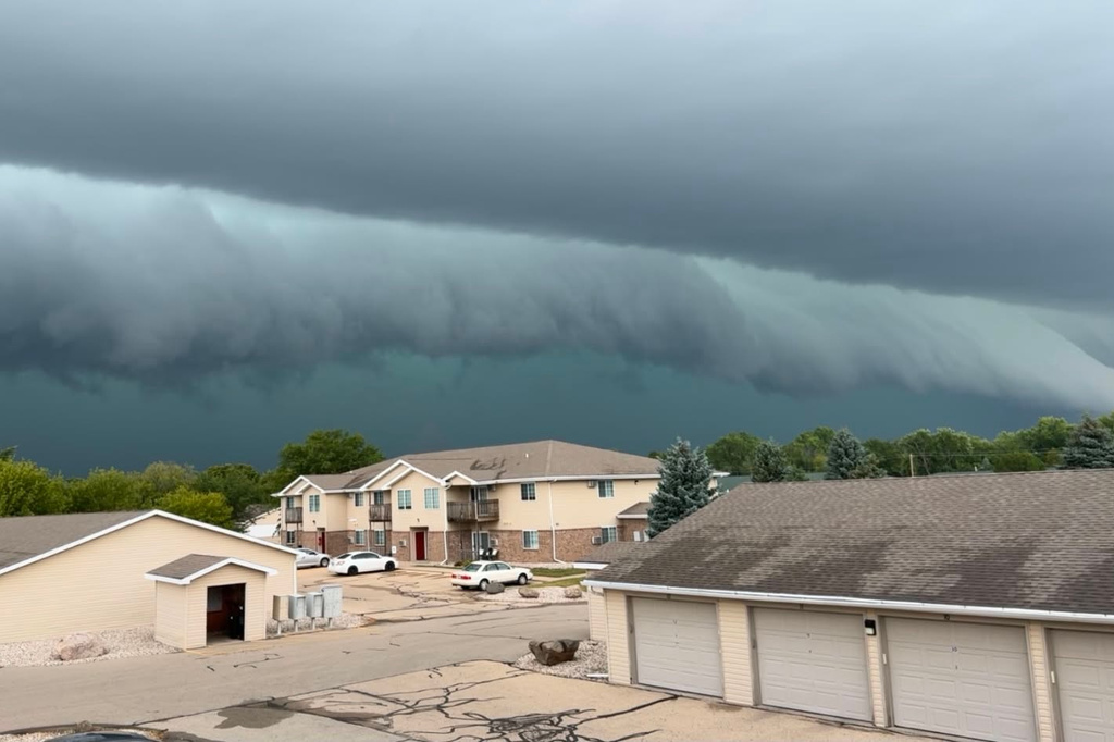 Storm clouds develop over the Oshkosh, Wis., Monday, July 27, 2026. (Christina Vogel via AP)