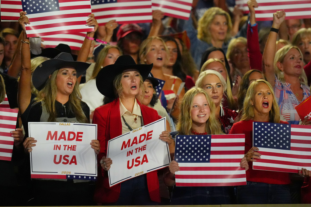 Attendees cheer during the Republican convention Wednesday, Sept. 9, 2026, in Dallas. (AP Photo/Julio Cortez)