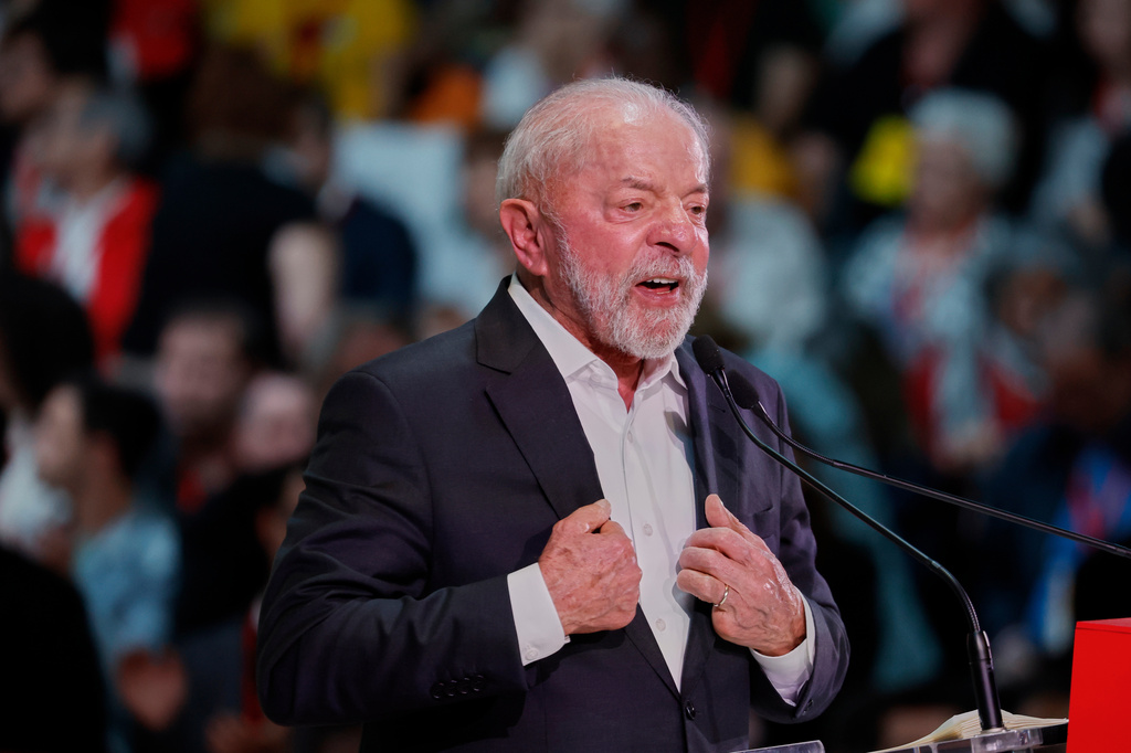 FILE - Brazil's President Luiz Inacio Lula da Silva delivers his speech during the Global Progressive Mobilization summit in Barcelona, Spain, April 18, 2026. (AP Photo/Joan Monfort, File)