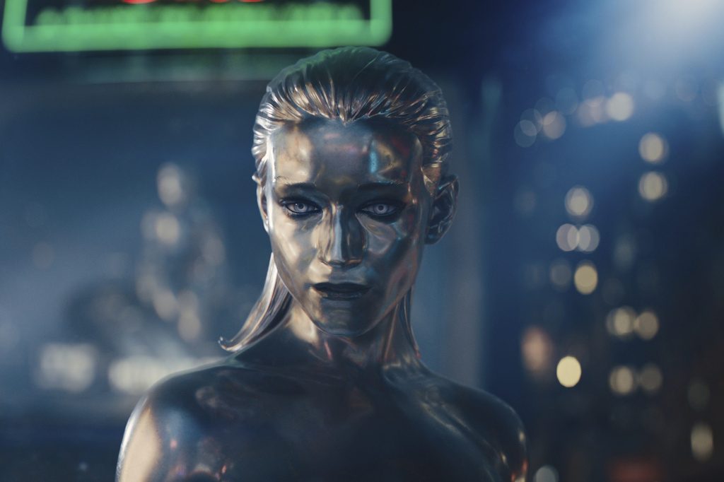 This image released by Disney shows the Silver Surfer, portrayed by Julia Garner, in a scene from "The Fantastic Four: First Steps." (Marvel/Disney via AP)