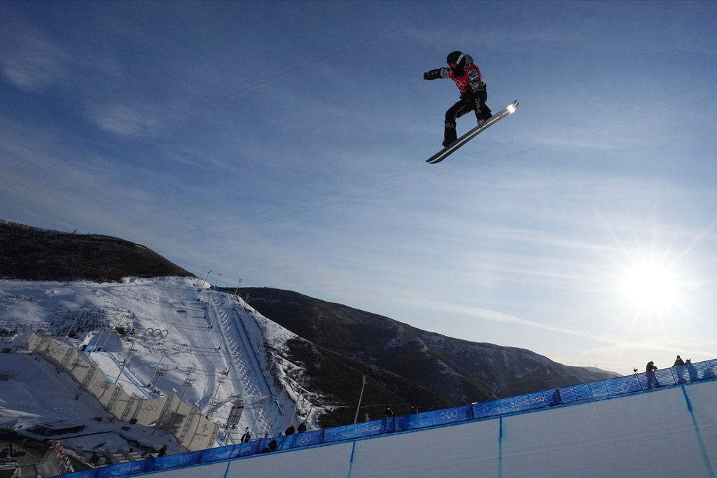 FILE - United States' Shaun White trains before the men's halfpipe finals at the 2022 Winter Olympics, Feb. 11, 2022, in Zhangjiakou, China. (AP Photo/Gregory Bull, File)
