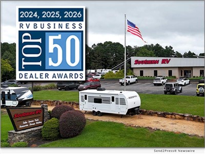 IMAGE CAPTION: Southern RV of McDonough & Cumming, GA has won the RVBusiness Top 50 Dealer Recognition for the 3rd year in a row. | Southern RV has earned its third consecutive RVBusiness Top 50 Dealer recognition and the 2026 Gaylord Maxwell Innovation Award, sponsored by Airxcel. The latest honors expand an extensive record of recognition for the family-owned Georgia RV dealership, with 13 distinctions across four national business and RV industry award programs.