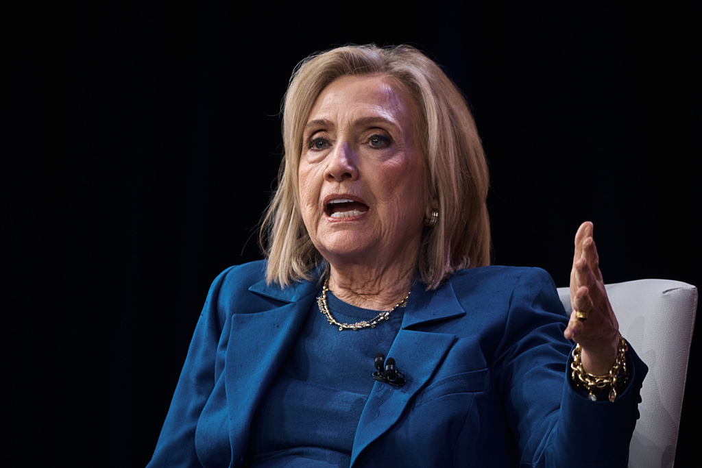 Former U.S. Secretary of State Hillary Clinton speaks during the Clinton Global Initiative on Wednesday, Sept. 24, 2025, in New York. (AP Photo/Andres Kudacki)