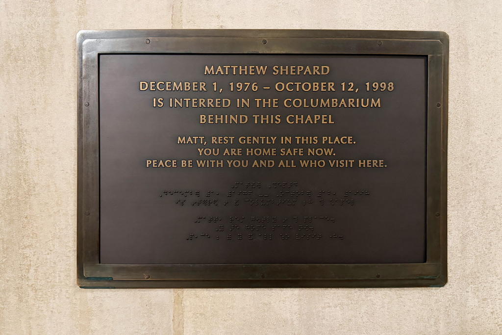 Bronze black inside the Chapel of St. Joseph of Arimathea signifying Matthew Shepard's final resting place at the Washington National Cathedral in Washington, Monday, Nov. 17, 2005. (AP Photo/Mike Pesoli)