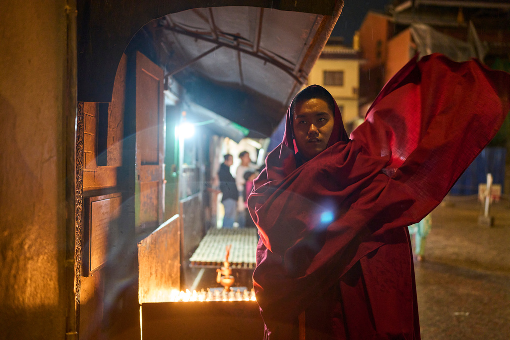 Jalue Dorje circumambulates the World Heritage site Boudhanath Stupa in Kathmandu, Nepal, Monday, April 6, 2026. (AP Photo/Niranjan Shrestha)