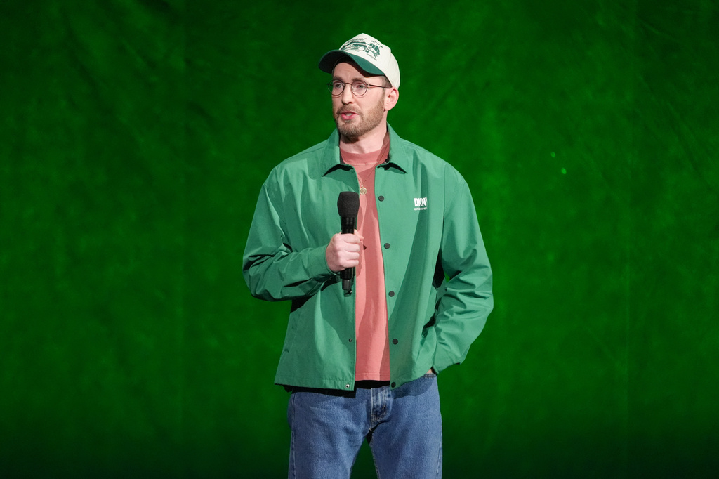 Chris Evans, cast member of the upcoming film "Avengers: Doomsday, speaks during the Walt Disney Studios presentation at CinemaCon on Thursday, April 16, 2026, at Caesars Palace in Las Vegas. (AP Photo/Chris Pizzello)