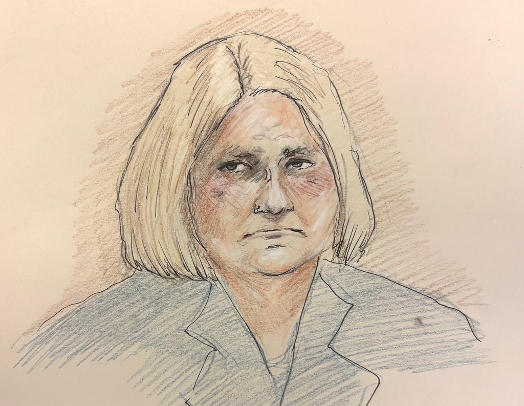 This courtroom sketch depicts Milwaukee County Circuit Judge Hannah Dugan in court, Tuesday, Dec. 16, 2025 in Milwaukee, Wis. (Adela Tesnow via AP)