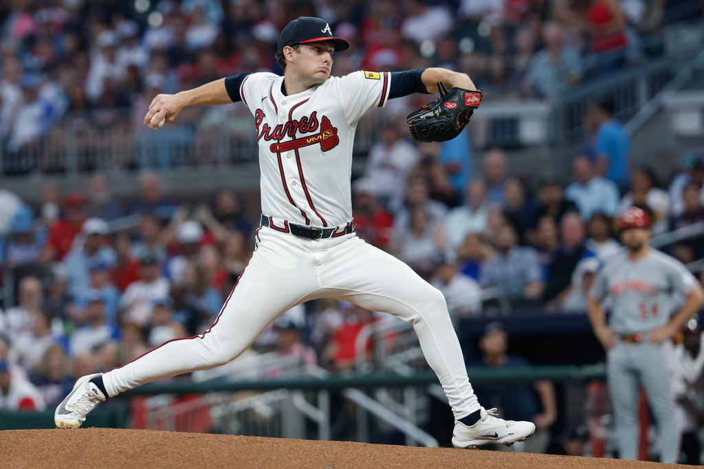 Atlanta Braves pitcher JR Ritchie delivers to a Cincinnati Reds batter during the first inning of a baseball game, Tuesday, Sept. 22, 2026, in Atlanta. (AP Photo/Erik S. Lesser)