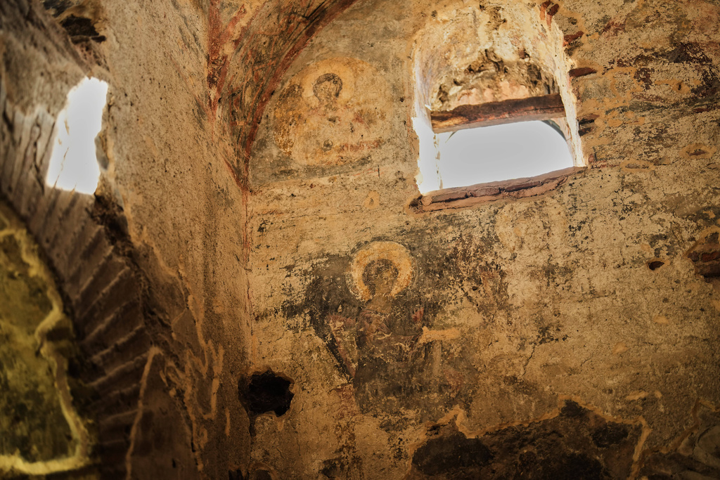 Byzantine-era frescos are seen at Hagia Sophia mosque, in Iznik, also known by its ancient name Nicaea, northwestern Turkey, Thursday, Nov. 13, 2025, ahead of the visit of Pope Leo XIV to the city to mark the 1,700th anniversary of the First Council of Nicaea. (AP Photo/Francisco Seco)