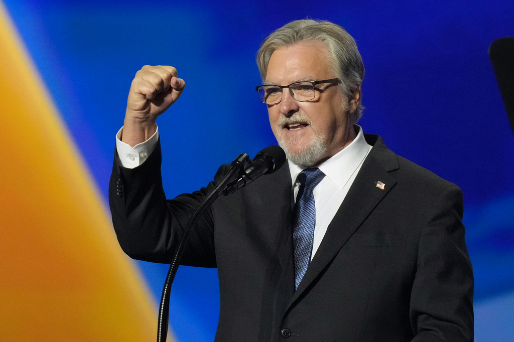 Marty O'Donnell, candidate for the U.S. House in Nevada, speaks at the Republican convention Thursday, Sept. 10, 2026, in Dallas. (AP Photo/Alex Brandon)