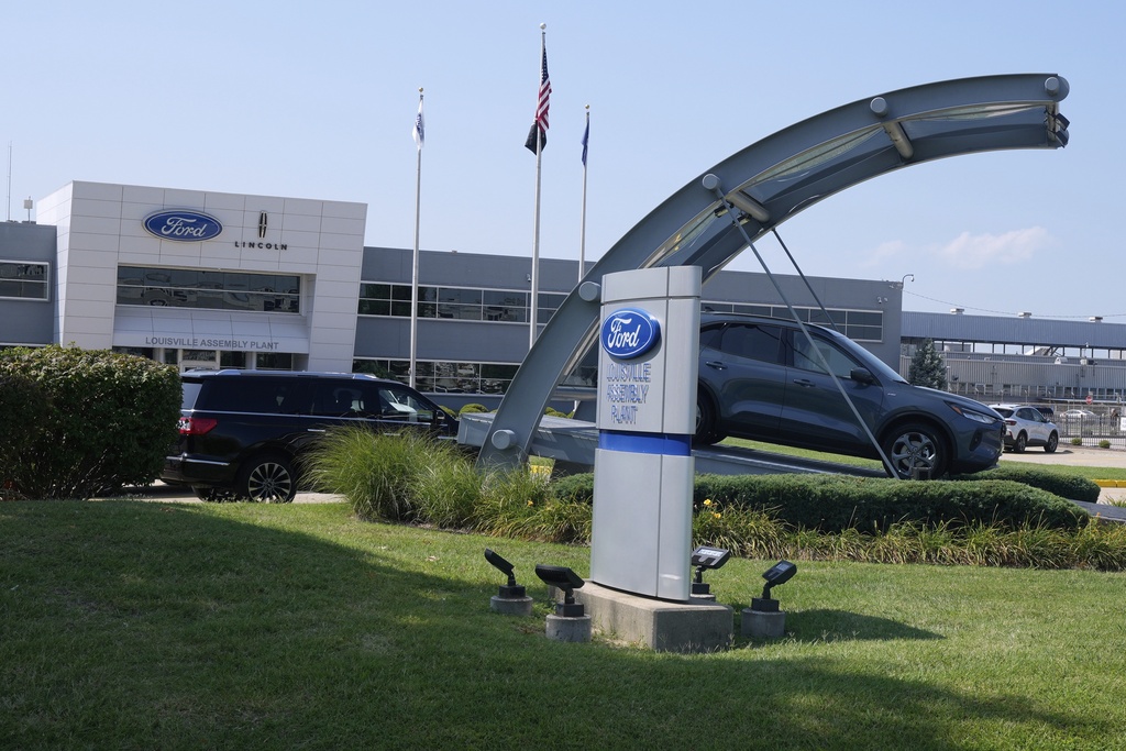 The Ford Louisville Assembly Plant is pictured, Monday, Aug. 11, 2025, in Louisville, Ky. (AP Photo/Darron Cummings)