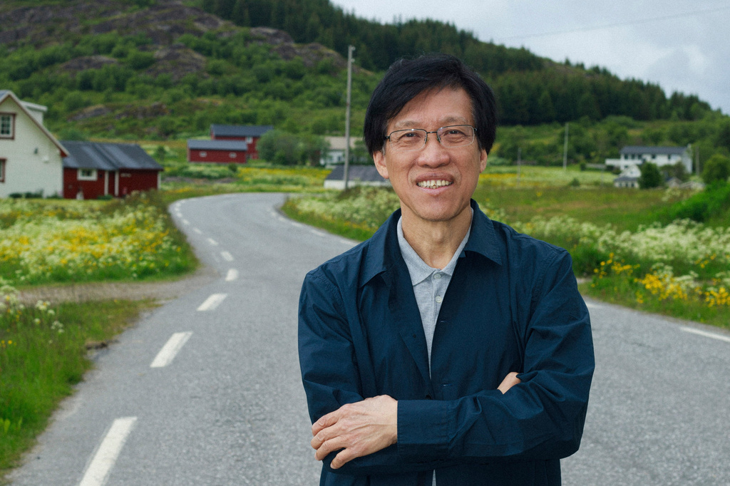 In this photo taken on Wednesday, June 25, 2025 and released by Cherry Au Hon I, Macao's pro-democracy former lawmaker Au Kam San poses for a photo during a family trip in Norway. (Cherry Au Hon I via AP)