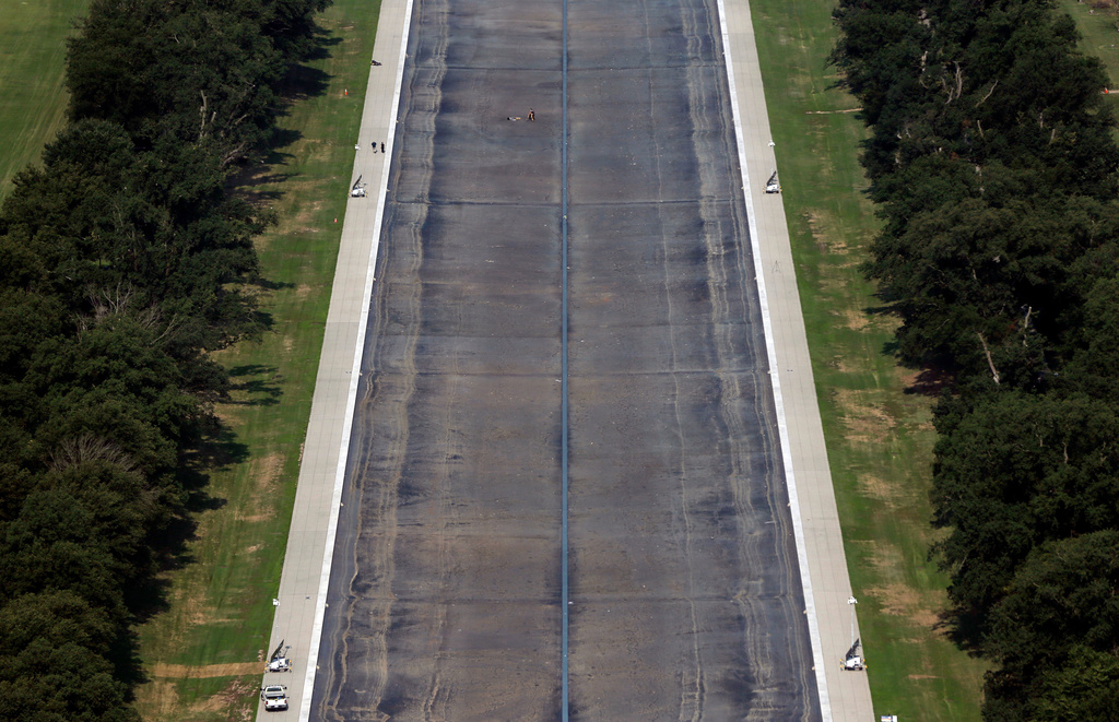 The Reflecting Pool is seen from the Washington Monument, Wednesday, July 15, 2026. in Washington. (AP Photo/Rahmat Gul)