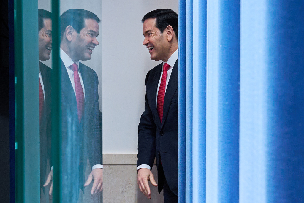Secretary of State Marco Rubio smiles at reporters as he arrives to speak to the media in the James Brady Press Briefing Room at the White House, Tuesday, May 5, 2026, in Washington. (AP Photo/Jacquelyn Martin)