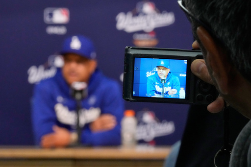 Los Angeles Dodgers manager Dave Roberts speaks during a news conference ahead of Game 3 of baseball's World Series Sunday, Oct. 26, 2025, in Los Angeles. (AP Photo/Mark J. Terrill) Los Angeles Dodgers manager Dave Roberts speaks during a news conference ahead of Game 3 of baseball's World Series Sunday, Oct. 26, 2025, in Los Angeles. (AP Photo/Mark J. Terrill)