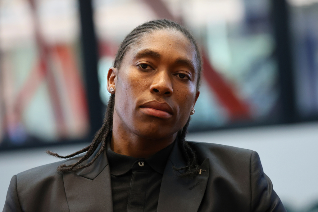FILE - South Africa's Caster Semenya sits in the European Court of Human Rights before its decision over sex eligibility rules in sports, July 10, 2025 in Strasbourg, eastern France. (AP Photo/Antonin Utz, File)