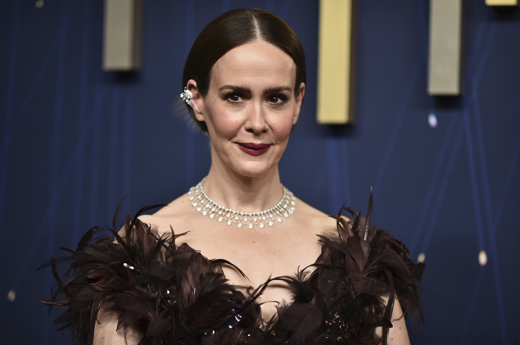 Sarah Paulson arrives at the 77th Primetime Emmy Awards on Sunday, Sept. 14, 2025, at the Peacock Theater in Los Angeles. (Photo by Richard Shotwell/Invision/AP)