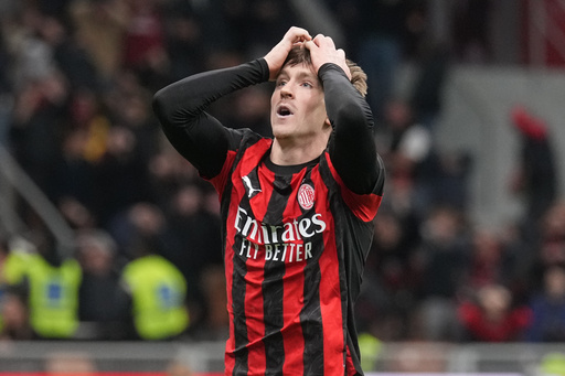 AC Milan's Alexis Saelemaekers reacts after a miss during the Serie A soccer match between AC Milan and Pisa in Milan, Italy, Friday, Oct. 24, 2025. (AP Photo/Antonio Calanni) AC Milan's Alexis Saelemaekers reacts after a miss during the Serie A soccer match between AC Milan and Pisa in Milan, Italy, Friday, Oct. 24, 2025. (AP Photo/Antonio Calanni)