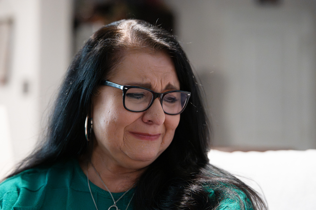 Velma Lisa Duran, sister of Robb Elementary teacher Irma Garcia, reflects on the 2022 Uvalde, Texas, school shooting during an interview on Dec. 19, 2025, in San Antonio. (AP Photo/Kin Man Hui)
