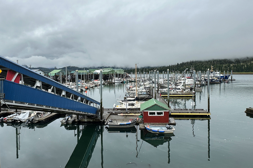 Boats are docked in a harbor in Petersburg, Alaska, Saturday, July 4, 2026. (AP Photo/Becky Bohrer)