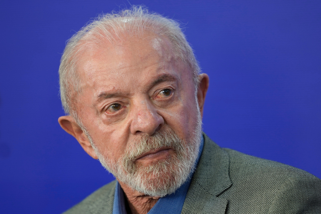 Brazilian President Luiz Inacio Lula da Silva, who is running for reelection, attends a ceremony to sign a decree regulating the video game industry in Brasilia, Brazil, Wednesday, Oct. 14, 2026. (AP Photo/Eraldo Peres)