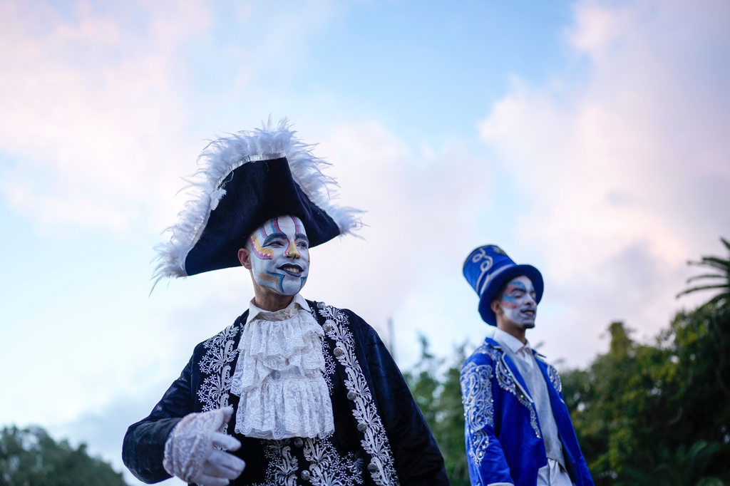 People take part in a parade celebrating the upcoming Africa Cup of Nations soccer competition, in Rabat, Morocco, Saturday, Dec. 20, 2025. (AP Photo/Mosa'ab Elshamy)