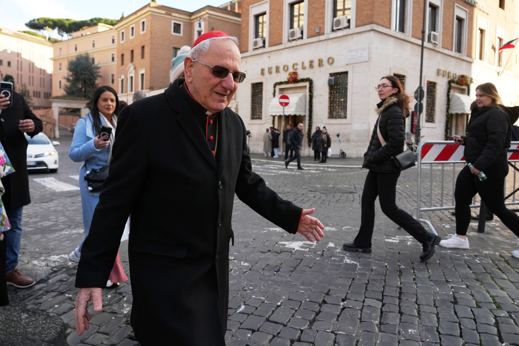 Cardinal Louis Raphael Sako arrives at the Vatican to take part in a consistory, a two-day gathering of the world's cardinals, called by Pope Leo XIV, Wednesday, Jan. 7, 2026. (AP Photo/Andrew Medichini)