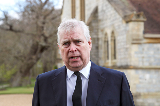 FILE - Britain's Prince Andrew speaks during a television interview at the Royal Chapel of All Saints at Royal Lodge, Windsor, April 11, 2021. (Steve Parsons/Pool Photo via AP, File) FILE - Britain's Prince Andrew speaks during a television interview at the Royal Chapel of All Saints at Royal Lodge, Windsor, April 11, 2021. (Steve Parsons/Pool Photo via AP, File)