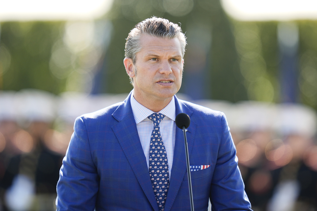 Defense Secretary Pete Hegseth speaks during the POW/MIA National Recognition Day Ceremony at the Pentagon, Friday, Sept. 19, 2025, in Washington. (AP Photo/Julia Demaree Nikhinson)