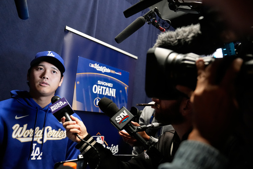 Los Angeles Dodgers' Shohei Ohtani speaks during a World Series baseball media day, Thursday, Oct. 23, 2025, in Toronto. The Toronto Blue Jays face the Los Angeles Dodgers in Game 1 on Friday. (AP Photo/Brynn Anderson) Los Angeles Dodgers' Shohei Ohtani speaks during a World Series baseball media day, Thursday, Oct. 23, 2025, in Toronto. The Toronto Blue Jays face the Los Angeles Dodgers in Game 1 on Friday. (AP Photo/Brynn Anderson)