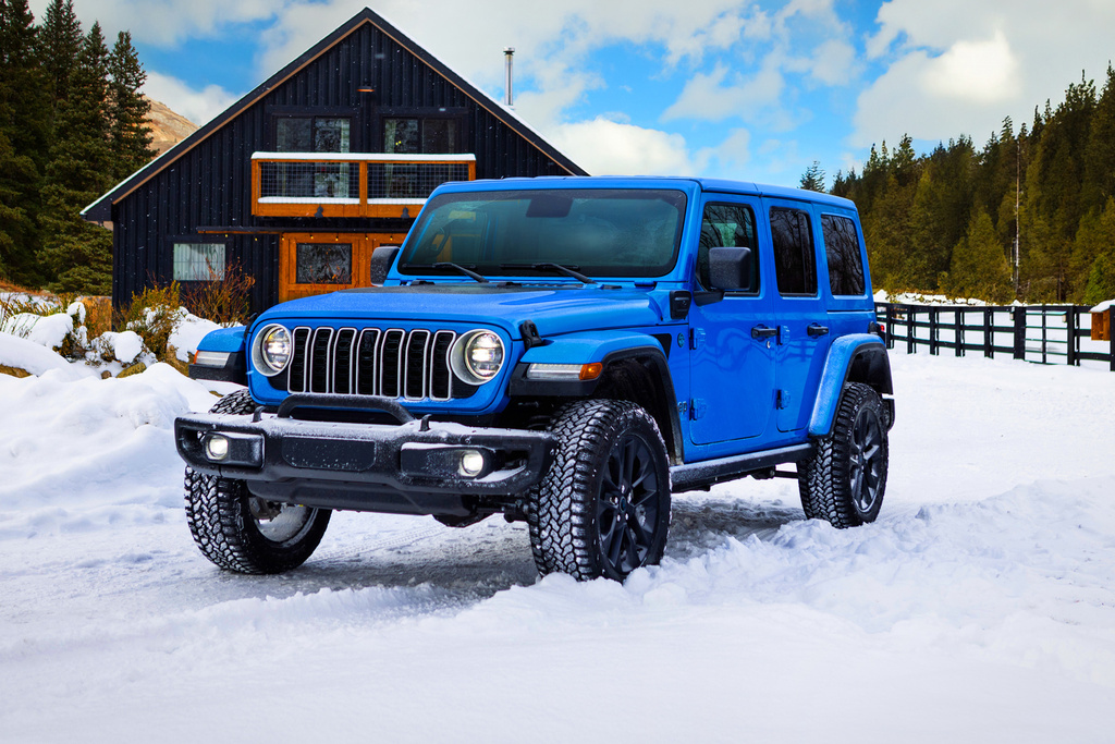 This photo provided by Jeep shows the Wrangler 4xe, a four-wheel-drive SUV with amazing off-road capabilities that also can run purely on electricity for short stints. (Courtesy of Stellantis via AP)