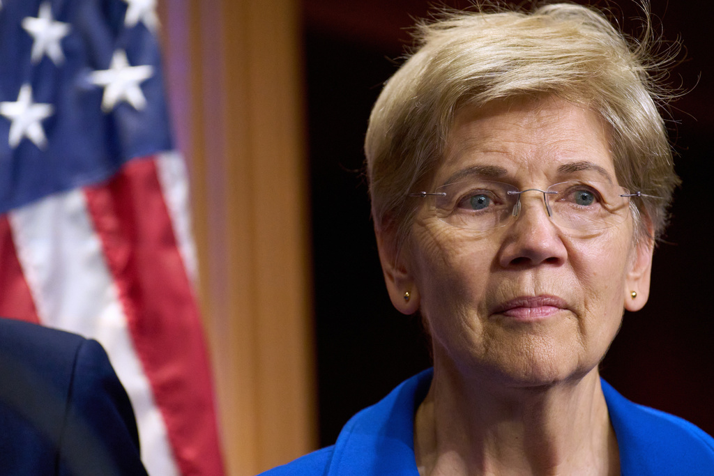 FILE - Sen. Elizabeth Warren, D-Mass., attends a news conference about SNAP benefits, Wednesday, Oct. 29, 2025, on Capitol Hill in Washington. (AP Photo/Jacquelyn Martin, File)