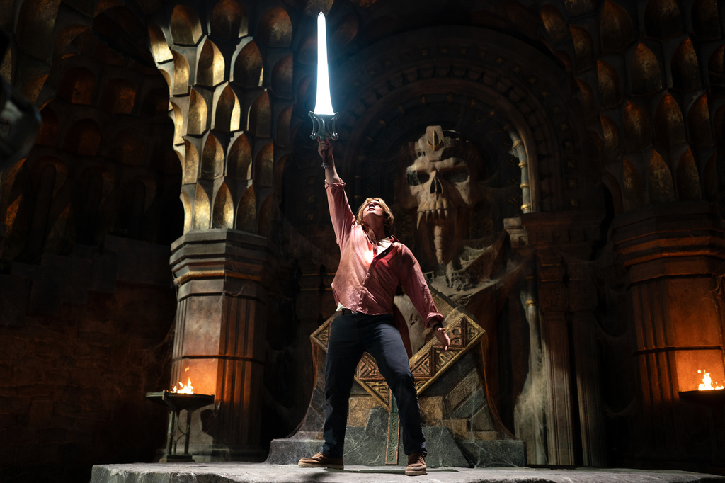 This image released by Amazon MGM Studios shows Nicholas Galitzine in a scene from "Masters of the Universe." (Amazon MGM Studios via AP)